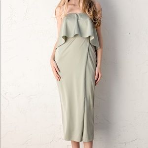 Class and Charisma Sage Green Satin Midi Dress